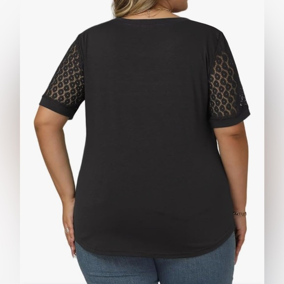 Automet Women's Casual Chic Black Pullover Top Lace Sleeves Size 2XL NWT Boho - Picture 2 of 9